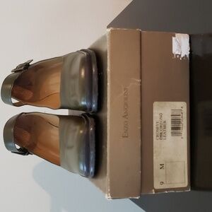 Enzo Angiolini olive green (Oregno) leather shoes ankle strap, block heel